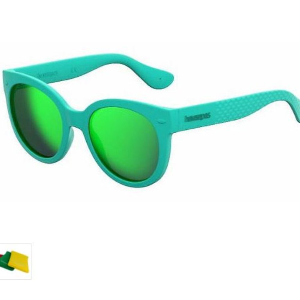 Havaianas Noronha/M QPPZ9 Turquoise w/Green Mirror 52mm Sunglasses